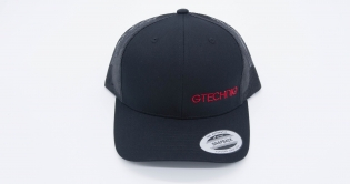 Black Retro Trucker Cap w/ Red GTECHNIQ Logo